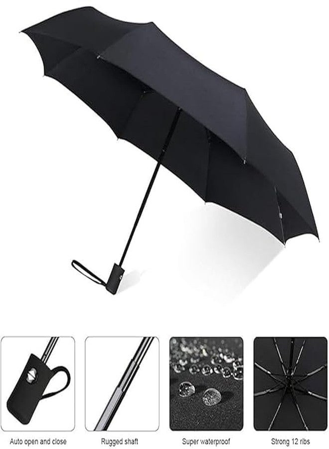 HCN Umbrella, UV Big Size Umbrella for Sun Protection Rain Windproof Strong large 3 fold for men women kids boys girls Perfect small & stylish Windproof & Compact(Blue) (met blue) - Image 5